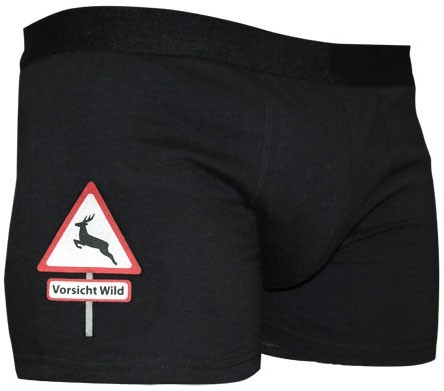 Fun boxer shorts Caution WIld sign