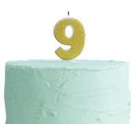 Candela per torta numero 9 dorata Mix & Match 6cm