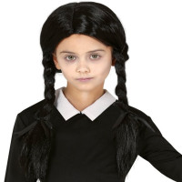 Svart Halloween flätad peruk för tjejer