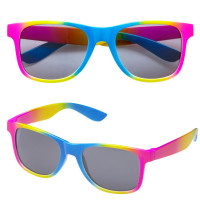 Tęczowe okulary imprezowe w neonowych kolorach