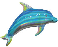 Holografischer Delfin Folienballon blau 74cm