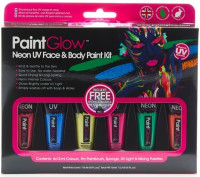 Vorschau: UV Neon Schminkset für Gesicht und Körper
