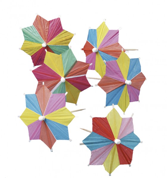 100 Tropical Star Paper Pointed Umbrellas 10cm