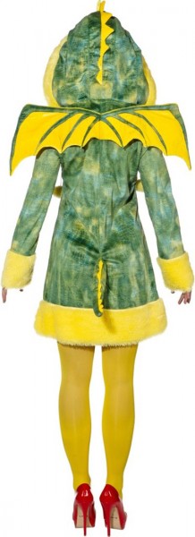 Fluffig draklänning i grönt och gult 3