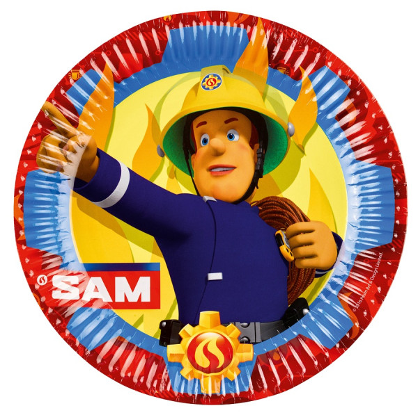 8 platos de papel Sam el bombero 23cm