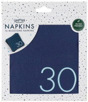 Preview: XX Blue Happy 30th Birthday Napkins