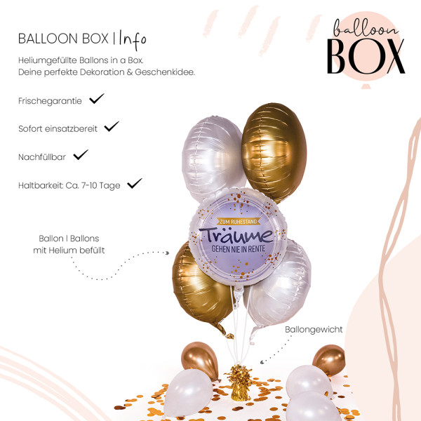 Heliumballon in der Box Träume gehen nie in Rente 3