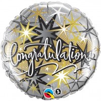 Tillykke folie ballon sølvguld 46cm