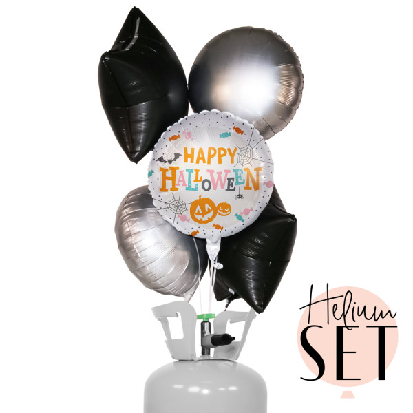 Happy Halloween Ballonbouquet-Set mit Heliumbehälter