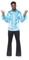 70s party ruffle shirt light blue