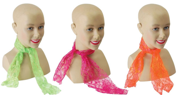 Neon pink floral tulle scarf