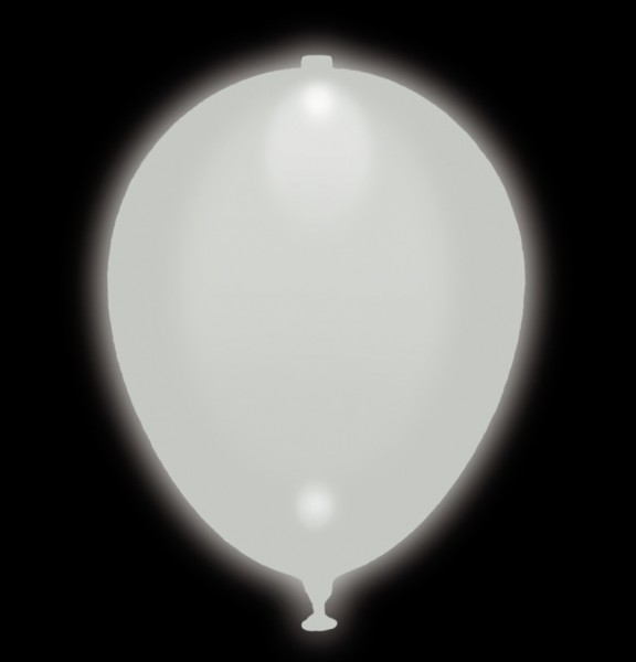 5 glødende partynight LED balloner hvid 23cm