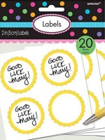Oversigt: 20 selvklæbende etiketter med gul blomsterkant