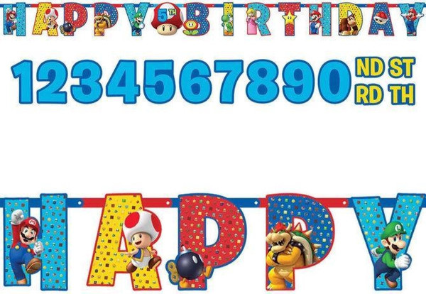 Personalisierbare Super Mario Happy Birthday Girlande 2