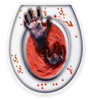 Förhandsgranskning: Blodig toalettsits klistermärke för Halloween