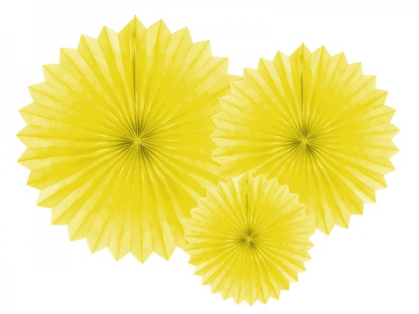 3 paper rosettes Partystar yellow