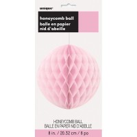 Decoratieve donzige honingraatbal roze 20cm