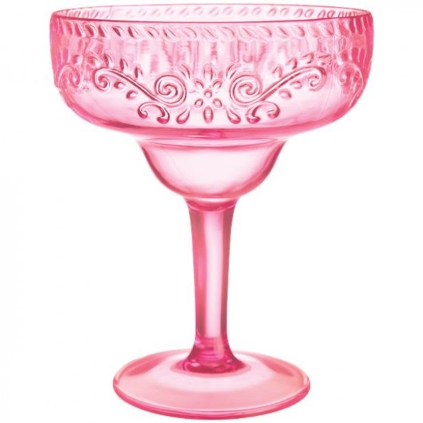 Pink plastic margarita glass