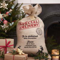 Vista previa: Saco de yute entrega especial Navidad 80cm