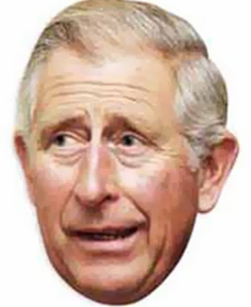 Prince Charles cardboard mask 20.5 x 28cm