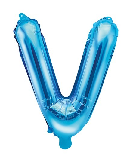 Folieballon V azurblå 35 cm