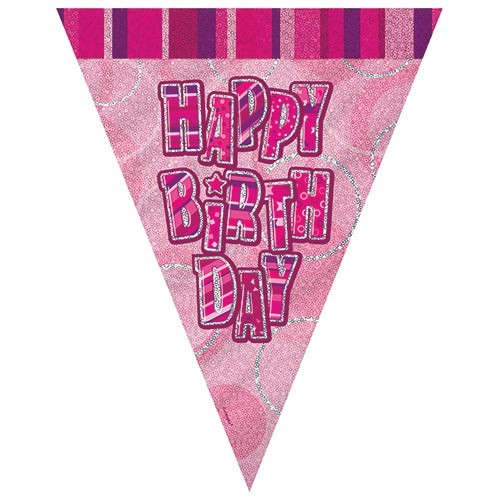Cadena de banderines de feliz cumpleaños brillante