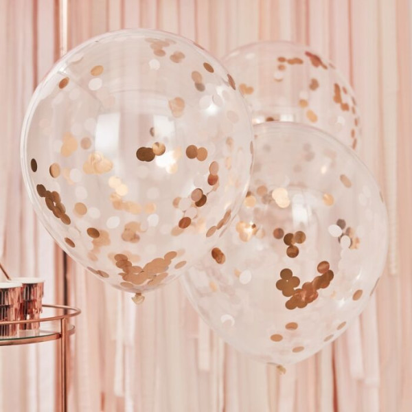 3 gigantyczne balony konfetti w kolorze różowego złota 55cm