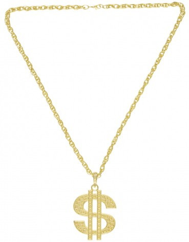 Gold colored chain with dollar sign