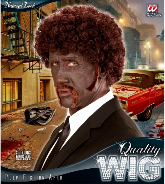 Afro wig brown with sideburns 3