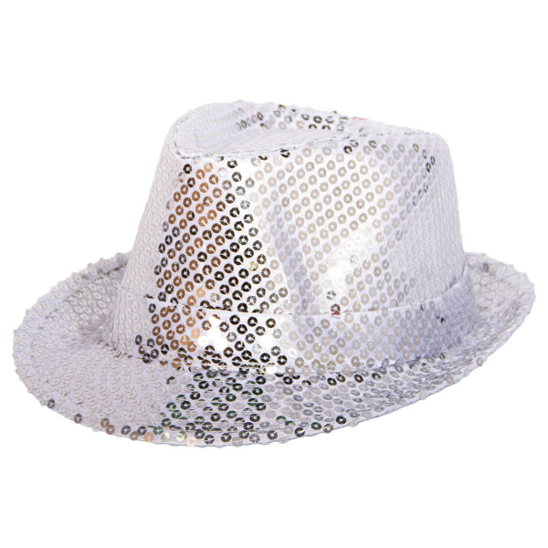 Sombrero de lentejuelas plateado deluxe