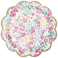 Widok: 8 papierowych talerzyków na herbatę w kwiaty 18 cm
