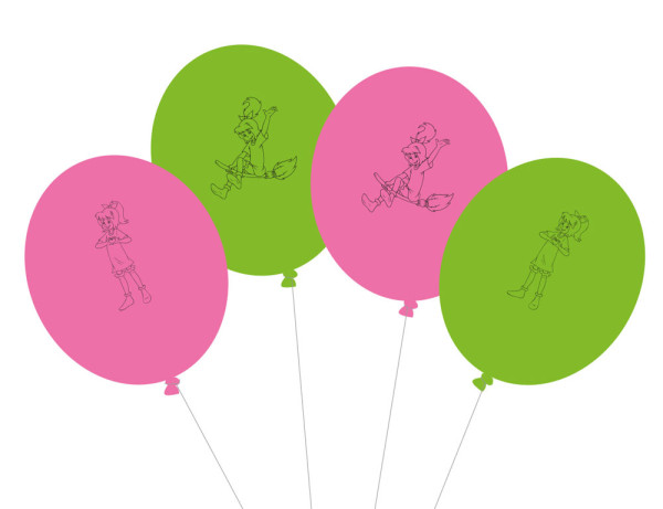 8 balonów lateksowych Bibi Blocksberg zielono-różowych