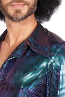 Widok: Męska koszula disco z lat 70. w kolorze niebiesko-fioletowym