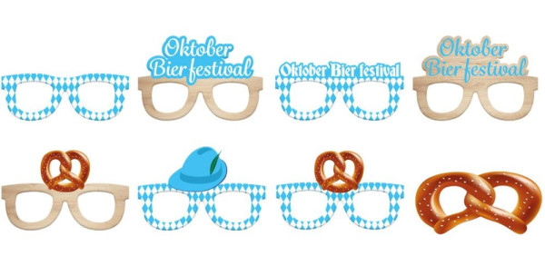 8 Oktoberfest fun glasses made of paper