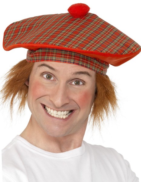 Sombrero escocés de tartán loco con pelo