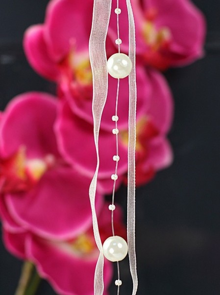 1.2m cream organza bead ribbon