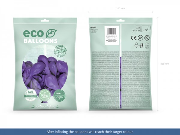 100 eko pastell ballonger lila 30cm