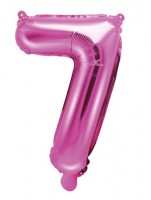 Preview: Number 7 foil balloon fuchsia 35cm