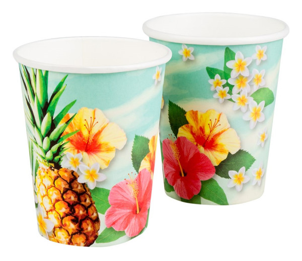 10 gobelets en papier hawaïens colorés 250ml
