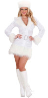 Hvid mini kjole med faux pels trim