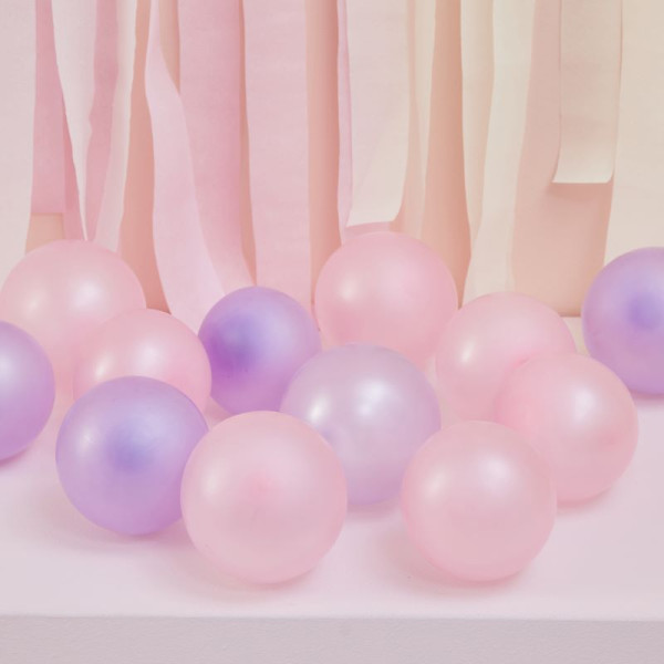 40 globos eco latex morado y rosa