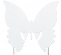 Oversigt: Sommerfuglglasdekoration hvid 7,5 cm x 8 cm