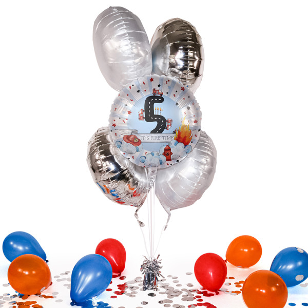 Heliumballon in der Box Happy Fire Engine - Fünf