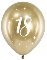 6 Blank Guld Nummer 18 Ballon 30cm