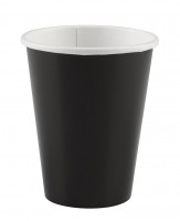 8 Paper Party Cups Black 266ml