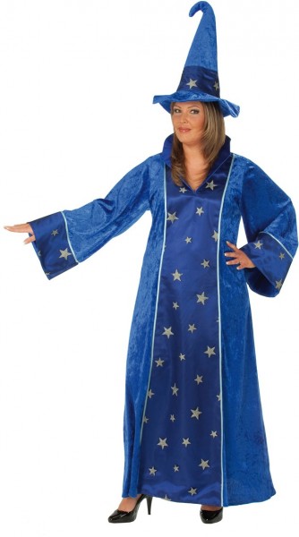 Halloween Kostüm Zauberin Plussize Blau Sterne 2-Teilig