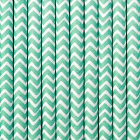 Aperçu: 10 pailles en papier zigzag turquoise 19,5 cm