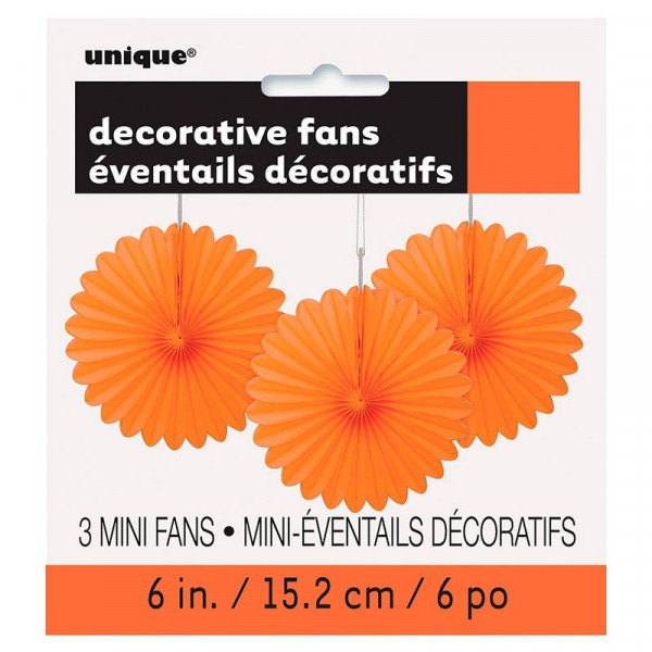 3 stylowe wiszące wachlarze dekoracyjne Iris Orange 15cm
