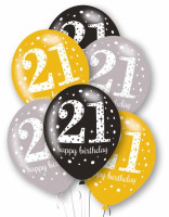 6 glamourøse 21-års fødselsdagsballoner