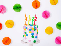4 colorful cake candles Neon Curly Swirl 8cm